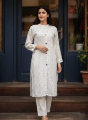 Long Kurti with Trouser White - Image 3