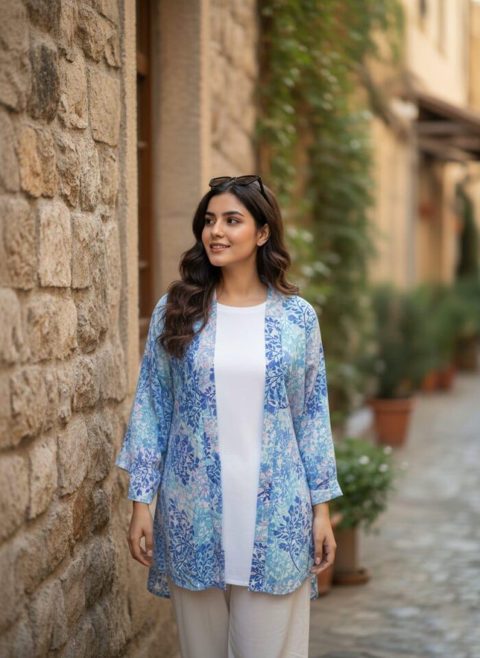 Upper Gown Style Co-Ord Set Blue - Image 2