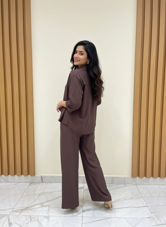 Jacket Style Co-Ord Set Dress Brown - Image 3